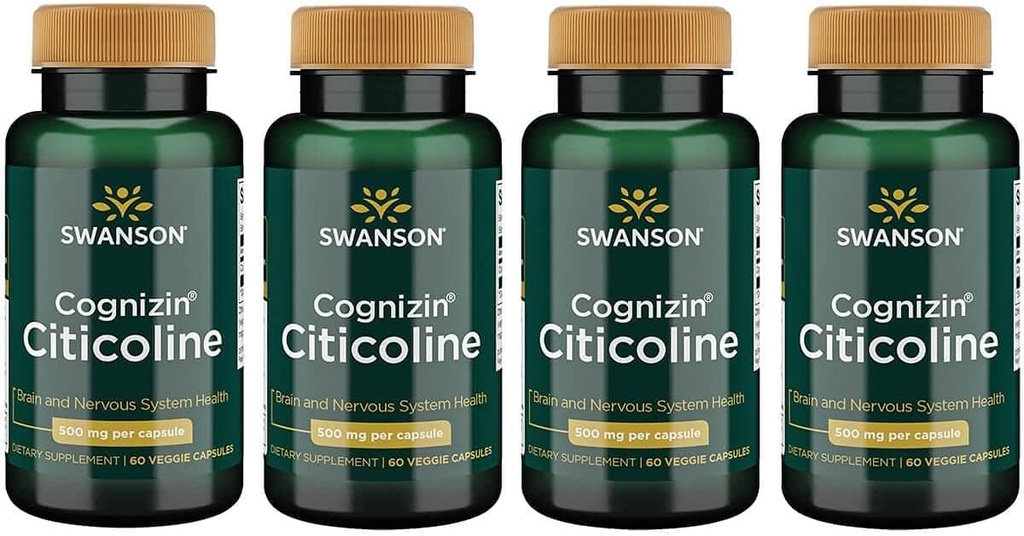 Swanson Cognizin Citicoline 1000 Milligramme 60 Veg Kapseln (4 Packung)