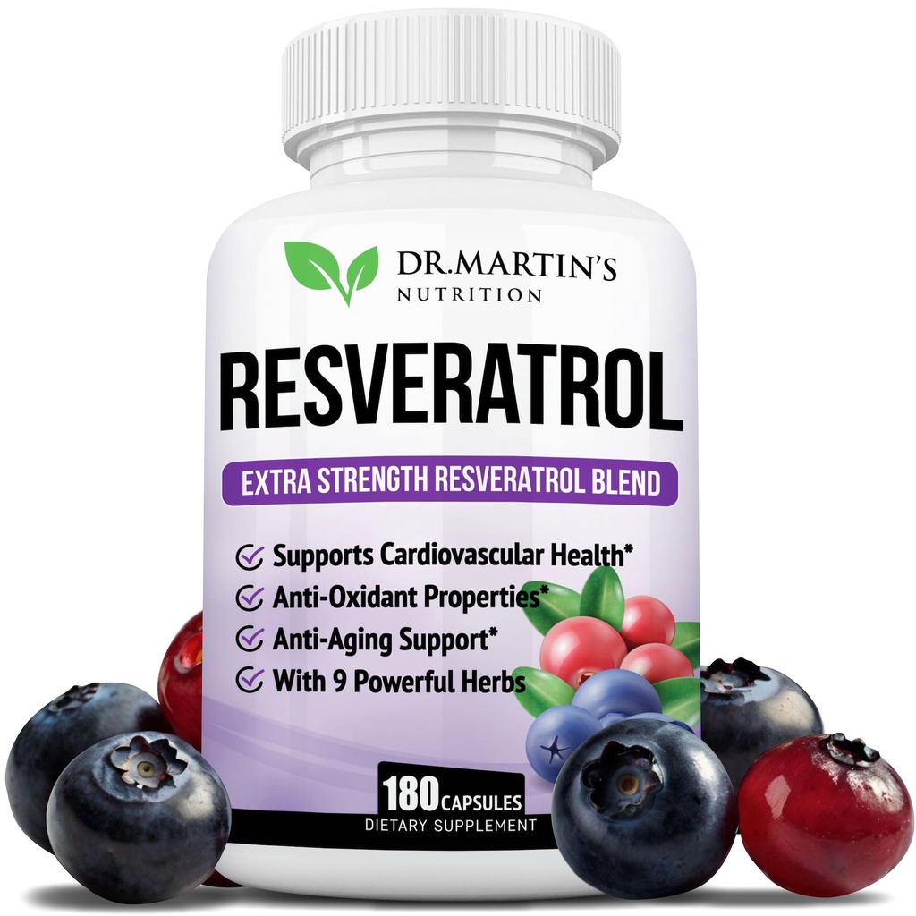 Extra Strength Resveratrol 1568mg - 180 Kapseln - 3 Monate Versorgung | Antioxidante Ergänzung | Natürliche Trans-Resveratrol Pillen | für Anti-Aging, Herz-Gesundheit, Immunsystem & Gehirn Funktion