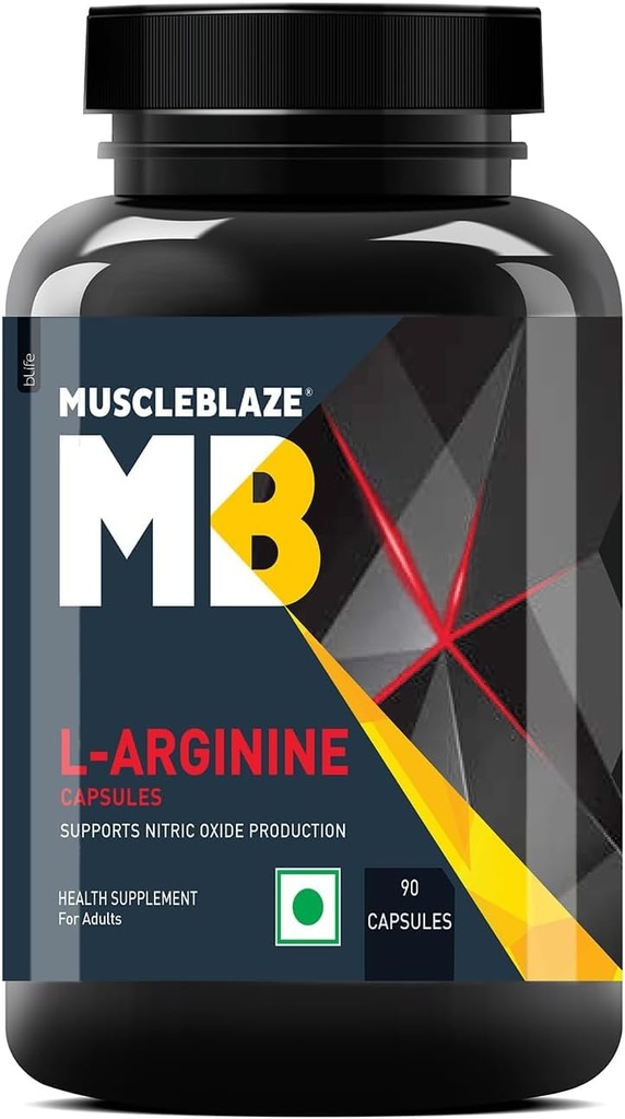 Generic L-Arginine, Supports Nitric Oxide Production, Pack of 90 Capsules