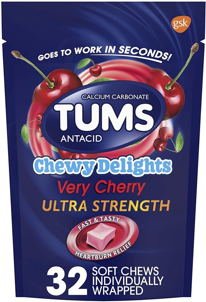 Tums Chewy Delights, Sehr Cherry 32 ea Pack von 4 von TUMS
