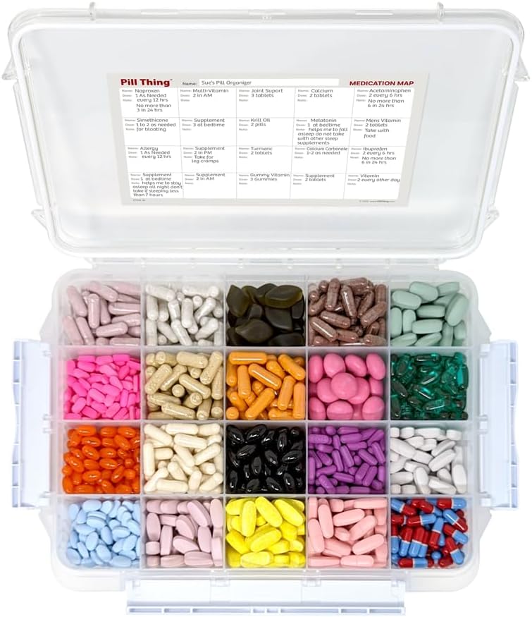 Pille Thing Große monatliche Pille Organizer mit integriertem Griff - Medizin Organizer Pille Case mit tiefen Komponenten und luftdichter Deckel - Travel Pille Box
