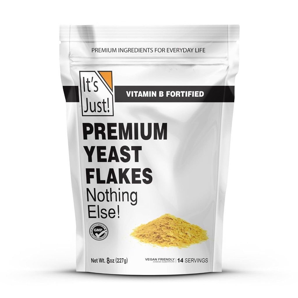 C'est juste - Flacons de levure, levure nutritionnelle, Premium Fortified w/Vitamine B, Nooch, substitut de fromage végétalien (8 onces)