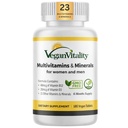 Vitalité végane Multivitamines et minéraux pour les femmes et les hommes avec vitamine haute résistance B12, D3 et K2. 180 Comprimés de multivitamine végane - 6 mois d'approvisionnement. Vitamines pour végétaliens et végétariens