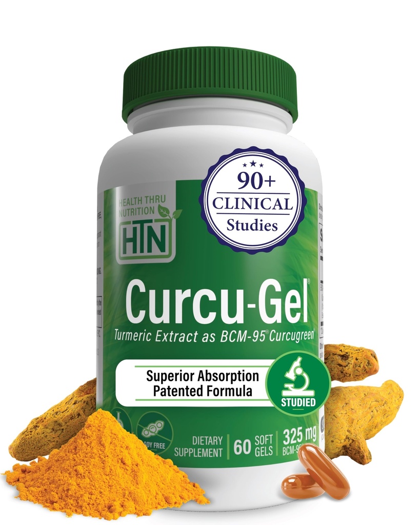 Health Thru Nutrition Curcu-Gel Kurkuma Kurkumin Complex BCM-95 Softgels, 325mg (Pack von 60)
