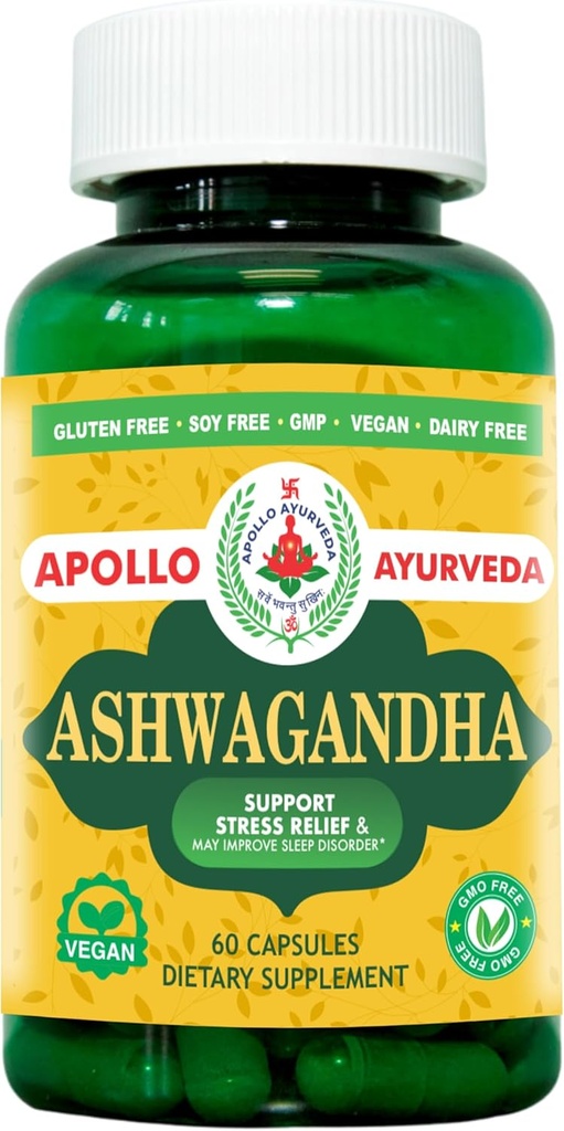Organic Ashwagandha Capsule - 5000 mg Equivalent Adaptogen Supplemento | Stress Relief, Mood Support Supplement, Focus and Energy Support - 60 Veg Capsule Made in USA