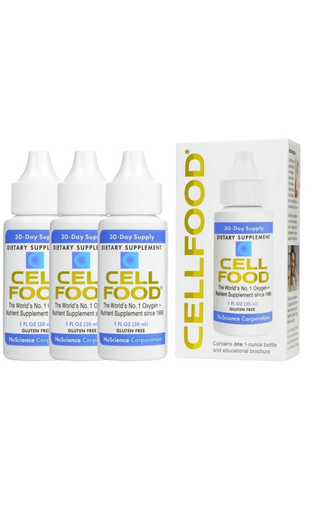 Cellfood Oxygen Boost - 1 fl oz, 3 Pack - Flüssige Sauerstoff-Ergänzung für lymphatic Drainage, Höhenkrankheit, Jet Lag, Fatigue, Kopfschmerzen, Hangover & Energy - Glutenfrei, Cert. Kosher