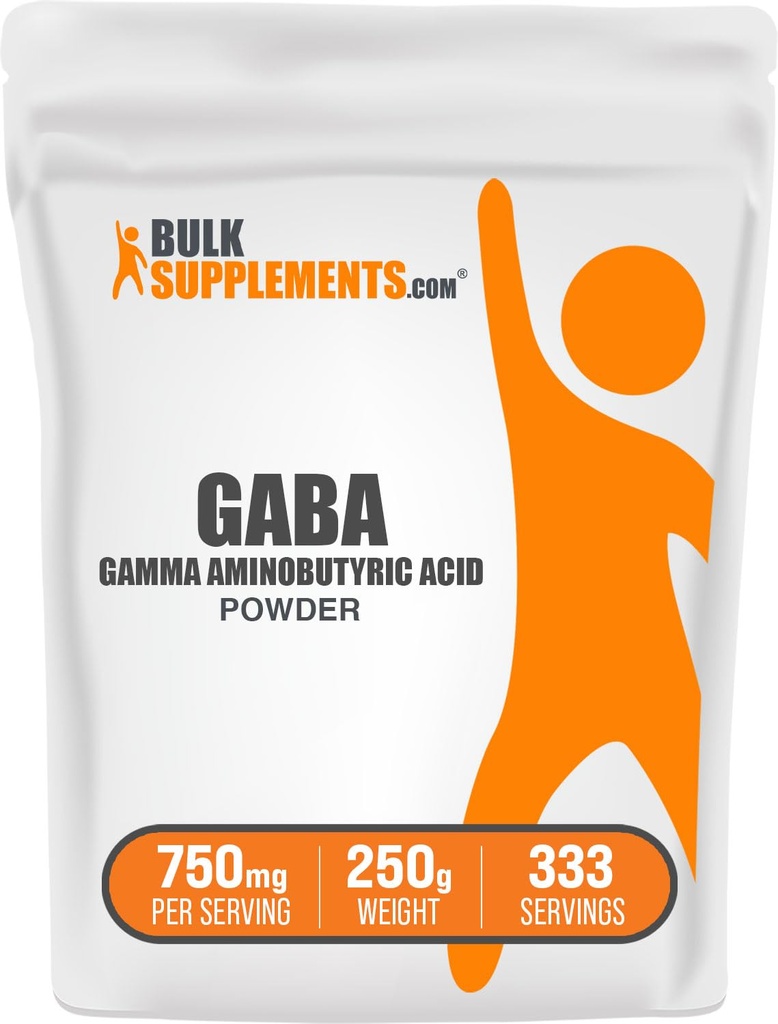 BulkSupplements.com Polvere GABA - acido aminobutirrico Gamma, supplemento GABA, supplemento di amminoacidi - senza glutine, 750mg per porzione, 250g (8.8 oz) (pacchetto di 1)