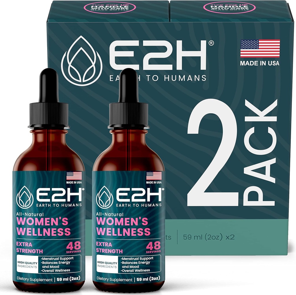 E2H Alle natürlichen Frauen Wellness, Hormon Balance und PMS Relief mit schwarzem Cohosh, Dong Quai und Licorice Wurzel für heiße Flash Relief (2 Flaschen)