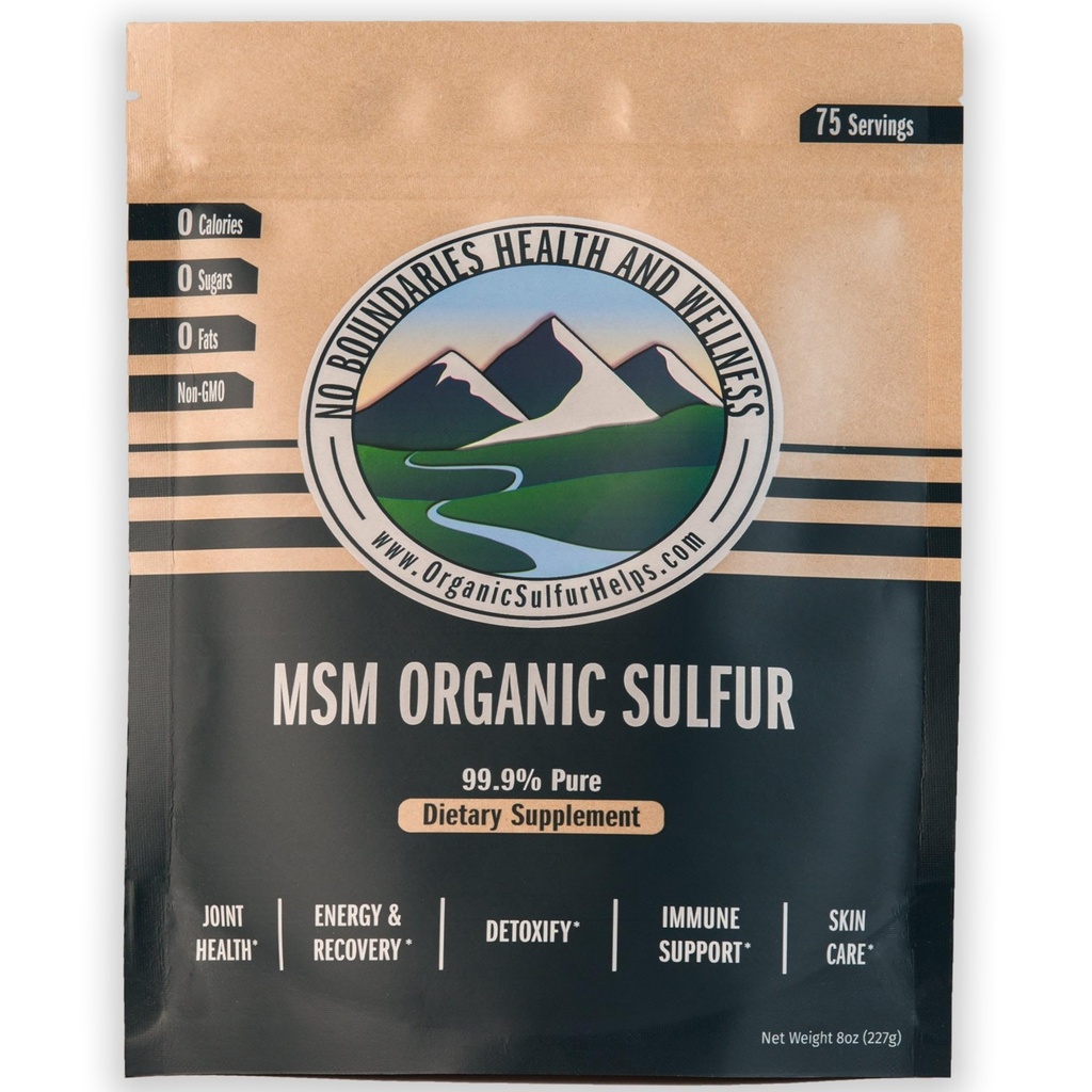 MSM Bio Schwefelkristalle von No Boundaries Gesundheit und Wellness – All-Natural, Premium Health Supplement: 99.9% Pure MSM – Vorteile: Gelenkschmerzen, Allergien, Haut, Haar- und Nagelgesundheit – keine Füllstoffe