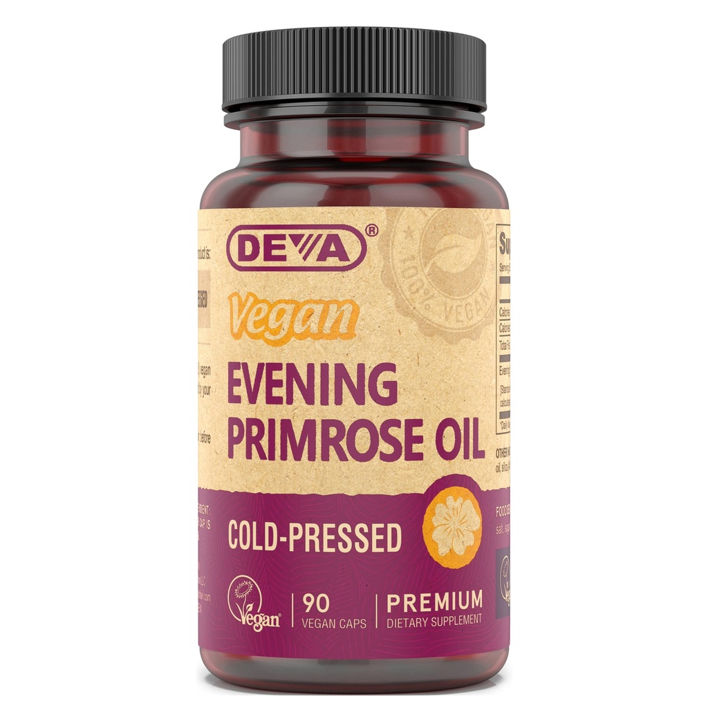 DEVA Vegan sera Primrose olio, freddo-pressed, non raffinato, 90 capsule, 1-pack