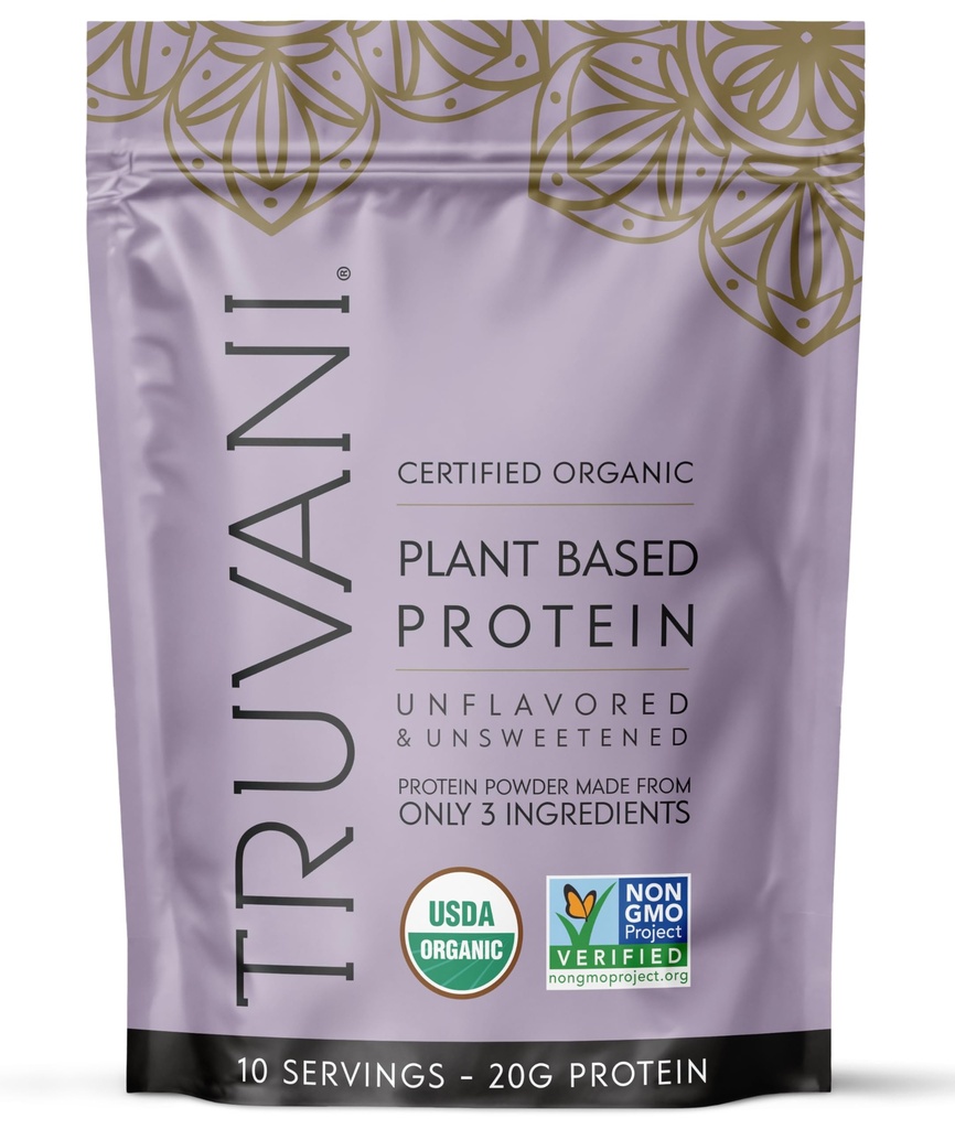 Truvani Vegan Pea Protein Pulver | Unflavored | 20g Bio Pflanzen basiertes Protein | 10 Servierungen | Keto | Gluten & Dairy Free | Low Carb | Kein hinzugefügt Zucker