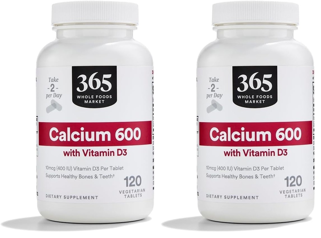 365 da Whole Foods Market Calcium con Vitamina D3 Compresse, 120 Conte (Pacchetto di 2)