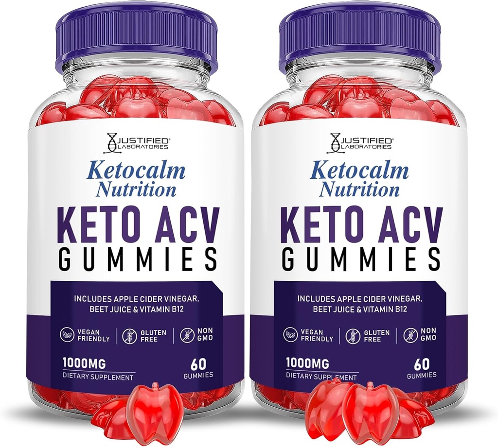 (2 Pack) Ketocalm Nutrition Keto ACV Gummies Advanced Formula 1000MG Keto Calm Nutrition Keto Gummies vinaigre de cidre de pomme préparé avec du jus de betterave de grenade poudre B12 Vegan Non OGM 120 Gummys