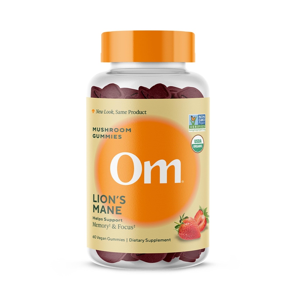 Om Lion, Gummées de Champignons de Mane - Supplément de Champignons Biologiques et Nootropes - Suppléments Cerveau pour Mémoire et Focus, 60 Compte (30 Servitions)