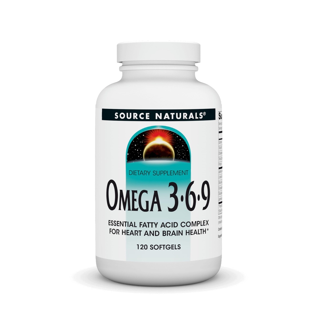 Fonte Naturals Omega 3-6-9, Complesso di acidi grassi essenziali per la salute del cuore e del cervello* - 120 Softgels