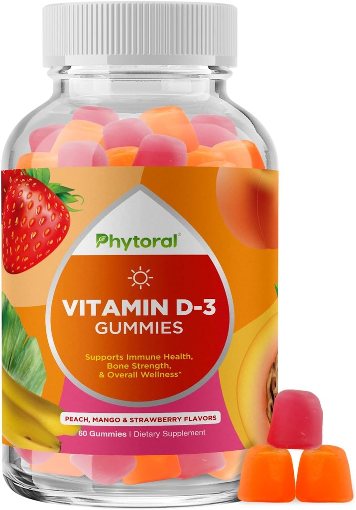 Kaubare Vitamin D Gummis für Erwachsene - Delicious Daily Vitamin D3 Gummis mit D3 2000IU pro Servieren - Gluten und Gelatine Free Non-GMO Gummy for Adult Immunity Support (1 Monat)