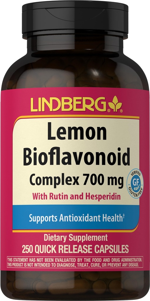 Lindberg Lemon Bioflavonoïde Complexe de 700mg de 250 capsules Supplément avec Rutin et Hespéridin