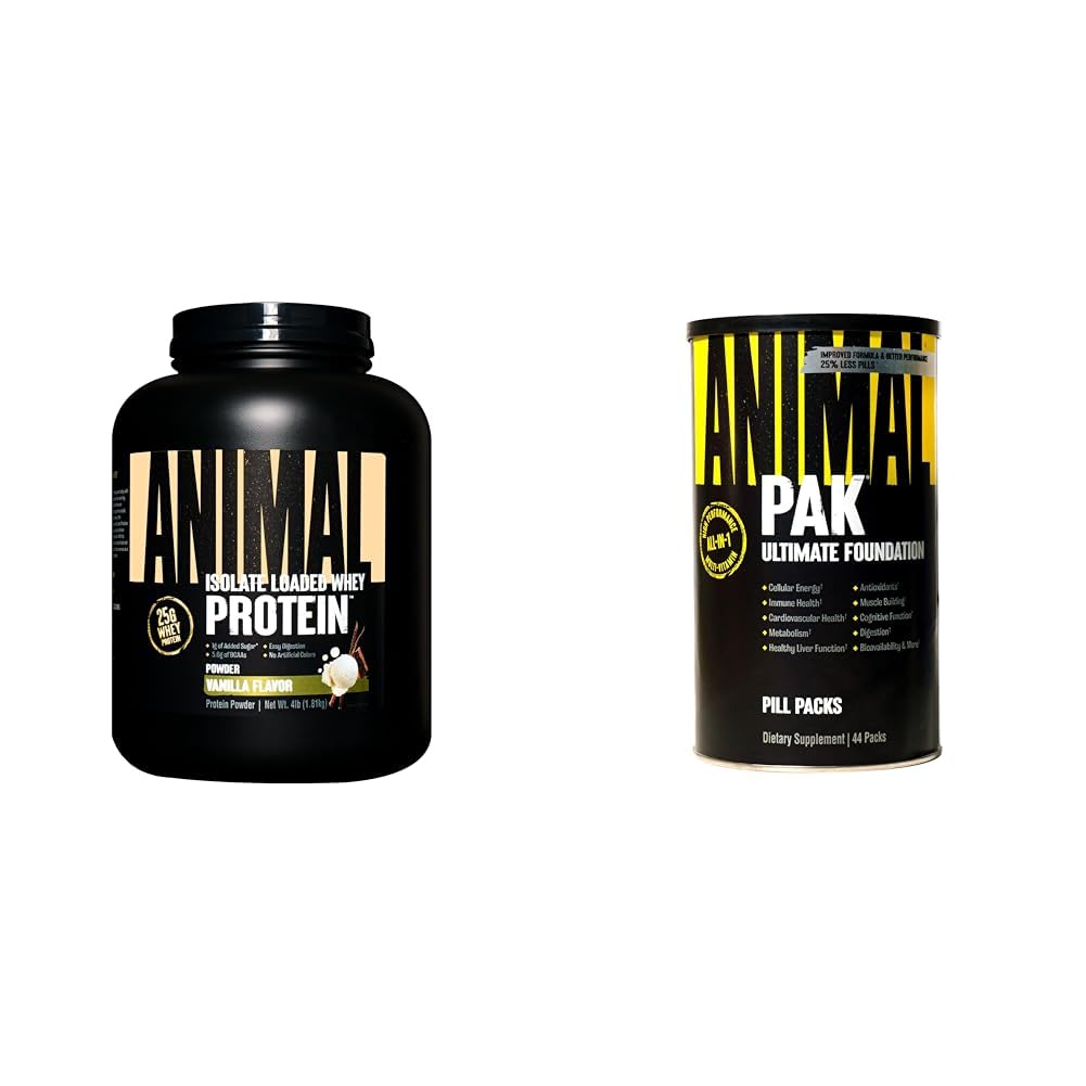 Animal Whey Isoliert Whey Protein Pulver – Isoliert für Post Workout und Recovery & Pak - Günstig All-in-One Vitamin & Supplement Pack