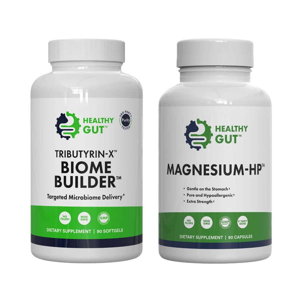 Healthy Gut Tributyrin-X Biome Builder, 90 Softgels und Magnesium-HP, 90 Kapseln