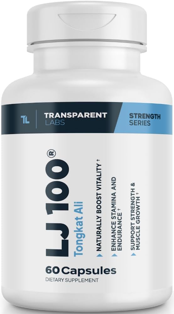 Transparent Labs LJ100 - Eurycoma Longifolia Tongkat Ali Extrakt 100mg Kapseln für Lean Body Maß, Stärke und Leistungssteigerung - 60 Count