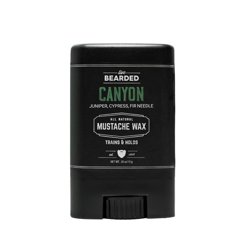 Bâton de cire de mustache à barbe vivante, 0,35 oz - Fabriqué aux États-Unis avec des ingrédients tout-naturels - Stache de maintien moyen et style de barbe pour les hommes