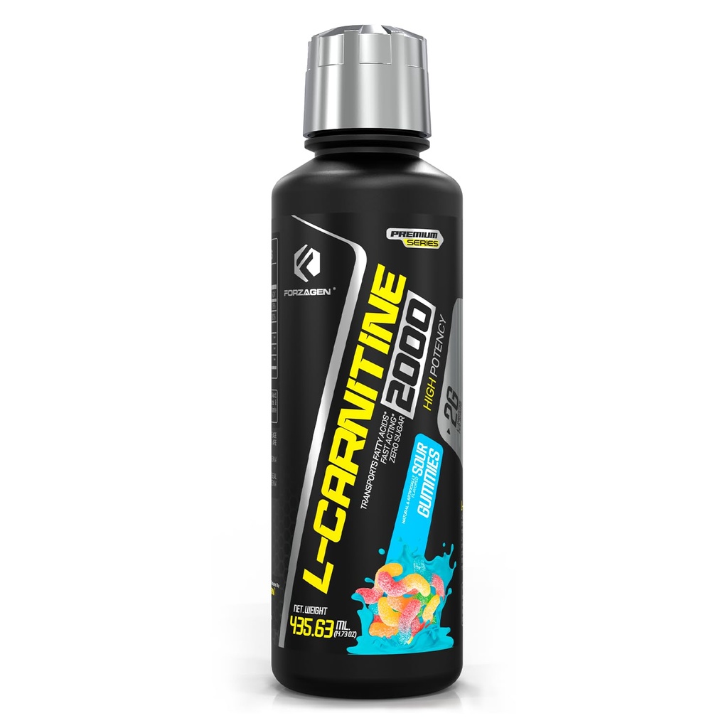 Forzagen L-Carnitin 2000 - Liquid L Carnitin mit Vitamin B6 | Acetyl L-Carnitin | L-Tartrat | 30 Portionen (Sour Gummies)