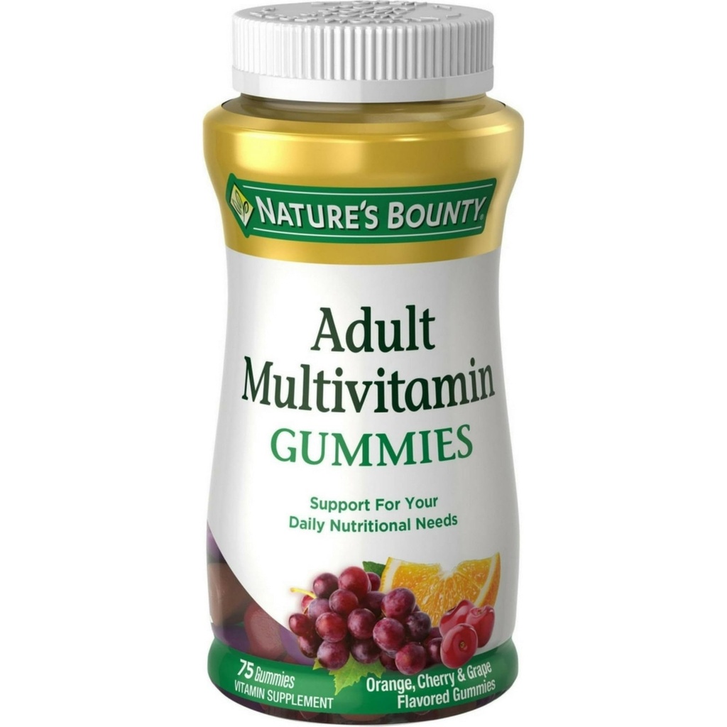 Gummie Multivitaminiche per adulti, Integratore di Vitamina, Bisogno Nutritivo Giornaliero, Arancio, Ciliegia e Uva Sapore, 75 Gummies