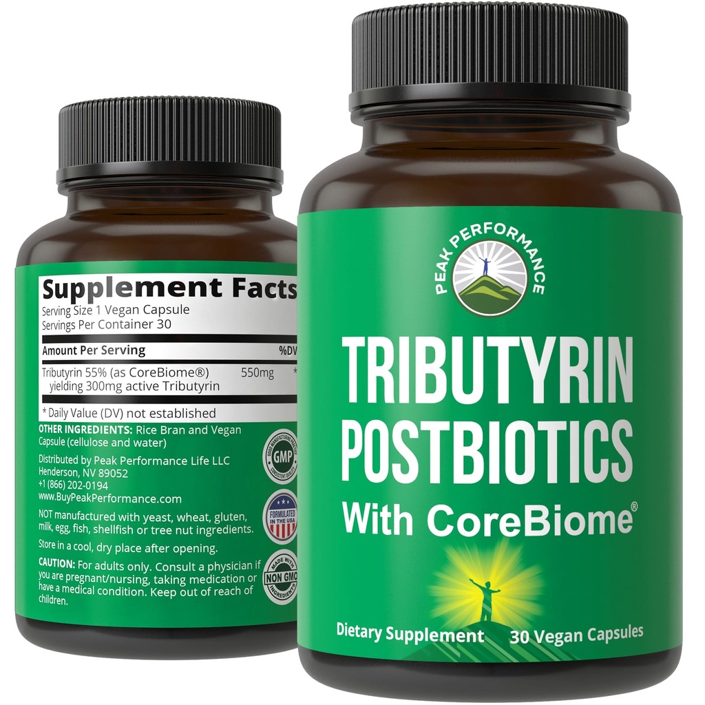 CoreBiome Tributyrin Postbiotic supplemento clinicamente testato per la salute del fegato. Più efficace di Sodium Butyrate Capsule. Elevata biodisponibilità Post Biotics per digestivo, Leaky Gut, Colon, Microbiome