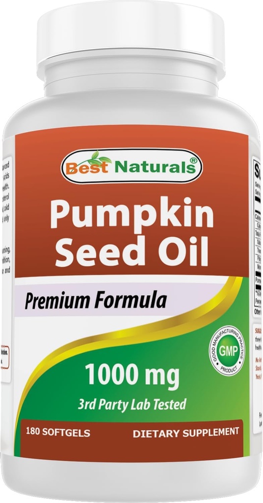 Meilleurs produits naturels de traitement de l'huile de citrouille témoin 1000 mg 180 Softgels