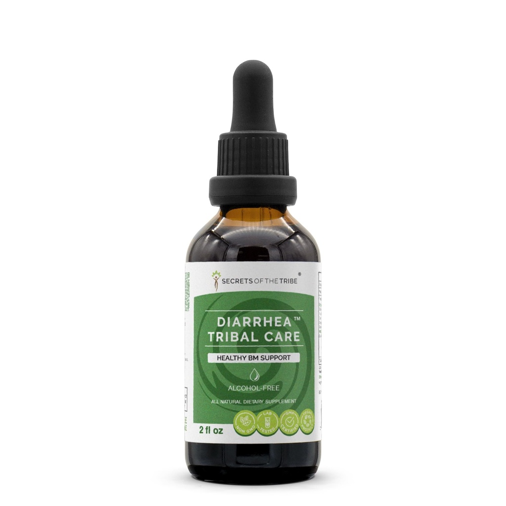 Secrets of the Tribe Diarrhea Tribal Care Tincture Alcohol-Free Extract, Kräuter BlackBerry Rubus Fruticosus, Kamille Matricaria Recutita, Goldenseal Hydrastis Canadensis Gesunde Verdauung 2 Unze