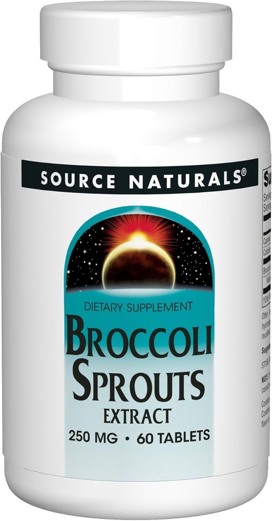 Quelle Naturals Broccoli Sprout Extract 250mg Leistungsstarke Superfood-Ergänzung, Quelle Sulforaphane, Fiber & Calcium - 60 Tabletten