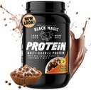 Poudre de protéines magiques noires - Complexe de lactosérum, des oeufs et de la caséine avec enzymes et poudre de MCT - Préentraînement et post entraînement - Nouveau look- Puffs au beurre d'arachide au chocolat célèbre - 24g Protéine - 2 LB