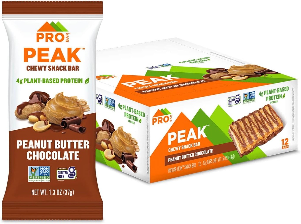 PROBAR - Peak Bar, Peanut Butter Schokolade Snack Bars, 4g Protein, Non-GMO, Gluten-Free (Pack von 12)