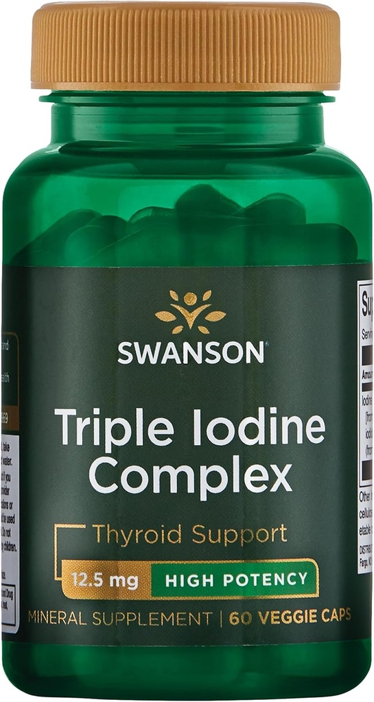 Swanson Triple Iodine Complex-Natural Supplement für Vital-Thyroid-Support-Promotes Metabolic-Funktion, Erhöhte Red Blood Cell Production, & Heart Health-(60 Veggie Capsules, 12.5mg Jeder) 1 Pack