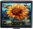 7 Jours Chromed Silver Pill Organizer with Mirror Inside Has 8 Compartiments séparés Rectangle 7 Jours Pill Box Pill Case (Sunflower Stained Glass)
