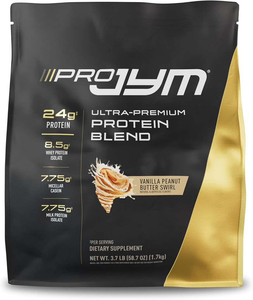 Poudre de protéines de beurre d'arachide Pro JYM Vanilla - Isolats de protéines de lactosérum, caséine et protéines de lait, construction de muscles maigres pour les hommes et les femmes, science supplément JYM, 45 portions