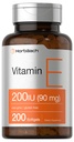 Horbäach Vitamine E Softgel Capsules 200 UI 90 mg Supplément 200 Count.