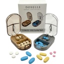 2PCS - Spalatore Cutter Pill con Mini Pill Box – Cutter per Pillole per Piccole o Grandi Pillole Professional – Spalatore a Pillola a 4 vie 1/4 - Spalatore Pillola con dispositivo di centraggio – Grigio & Brown