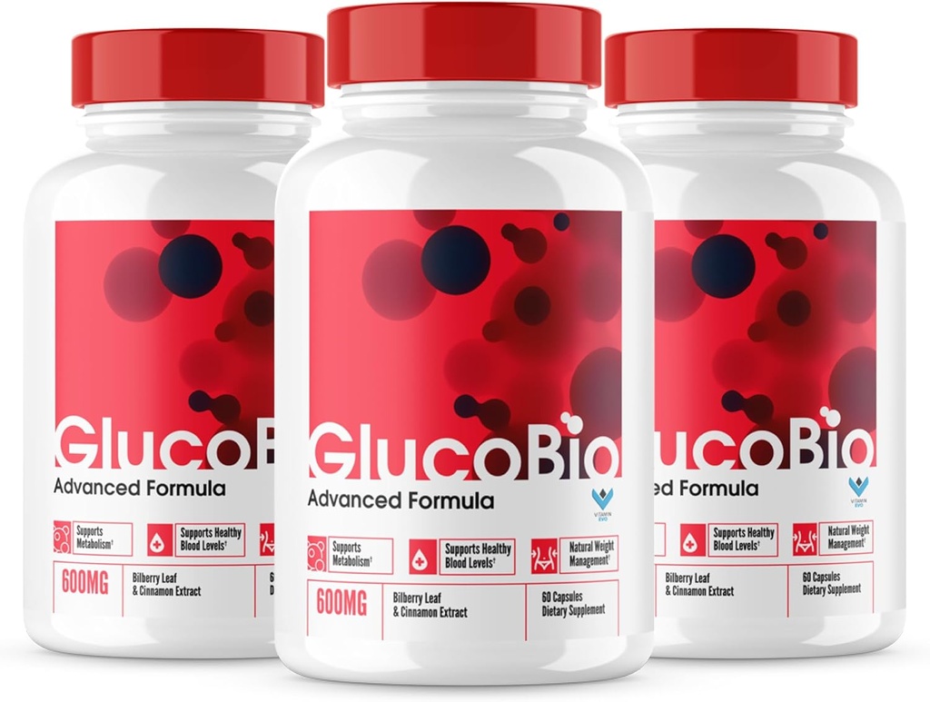 (Official 3 Pack) Glucobio Kapseln, Gluco Bio Blut Unterstützung Pillen Erweiterte Formel, GlucoBio Alle natürlichen Zutaten, GlucaBio maximale Stärke, Glucbio, Glucobio Blut, Glycogen Unterstützung (180 Caps)