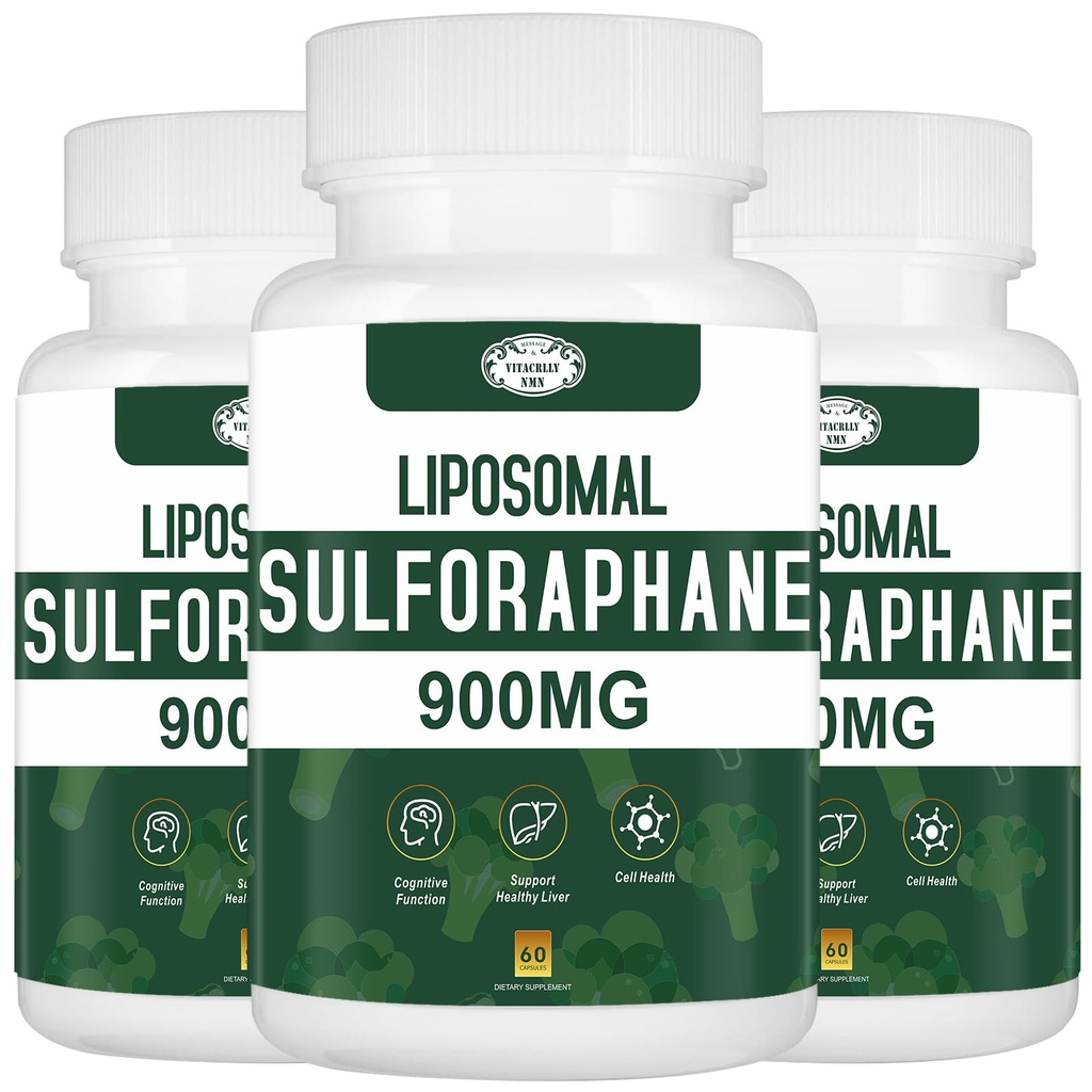 900MG Estratto di Broccoli Integratore Liposomico Del Sulforafano, Supplemento al fegato per Antiossidante, Digestione, Sanità cellulare 180 capsule