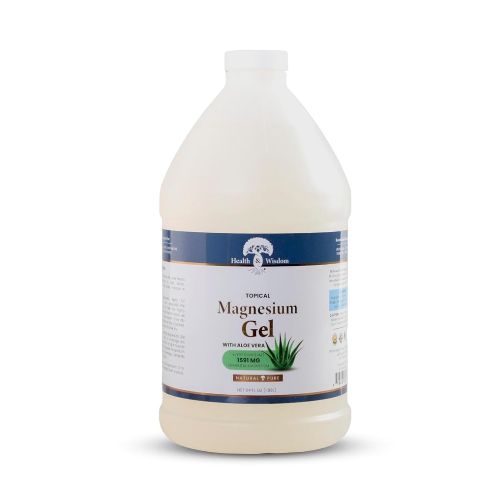 Gesundheit und Weisheit reines Magnesiumgel mit Nahtextrakt und Aloe Vera - topische Muskel- & Gelenk-Relief- Natürliche und reine Haut- & Kopfhaut-Befeuchtung - Enhanced Absorption - 64 Fl oz