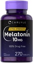 Carlyle Melatonin 10mg, 270 comprimés avec L-Theanine, Végétarien, Non-OGM, Supplément sans gluten