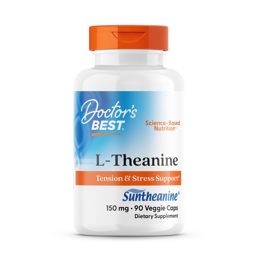 Doctor's Best L-Theanin enthält Suntheanin, hilft Stress und Schlaf zu reduzieren, Nicht-GVO, Glutenfrei, Vegan, 150 mg (DRB-00197), 90 Count