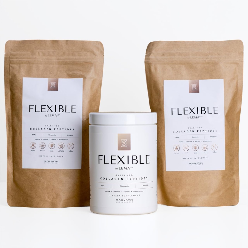 I peptidi flessibili del collagene di LEMAlab forniscono la polvere di 3 mesi – Supplementi di collagene Premium per la formula di salute e di recupero delle donne unite - Polvere di collagene di erba non aromatizzata, 90 dosi giornaliere