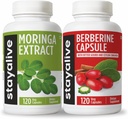 STAY ALIVE Moringa und Berberine Bundle mit Ceylon Cinnamon und Bitter Gourd Extract, 240 Vegan Pillen, Non-GMO & Gluten Free Berberine HCL Supplement