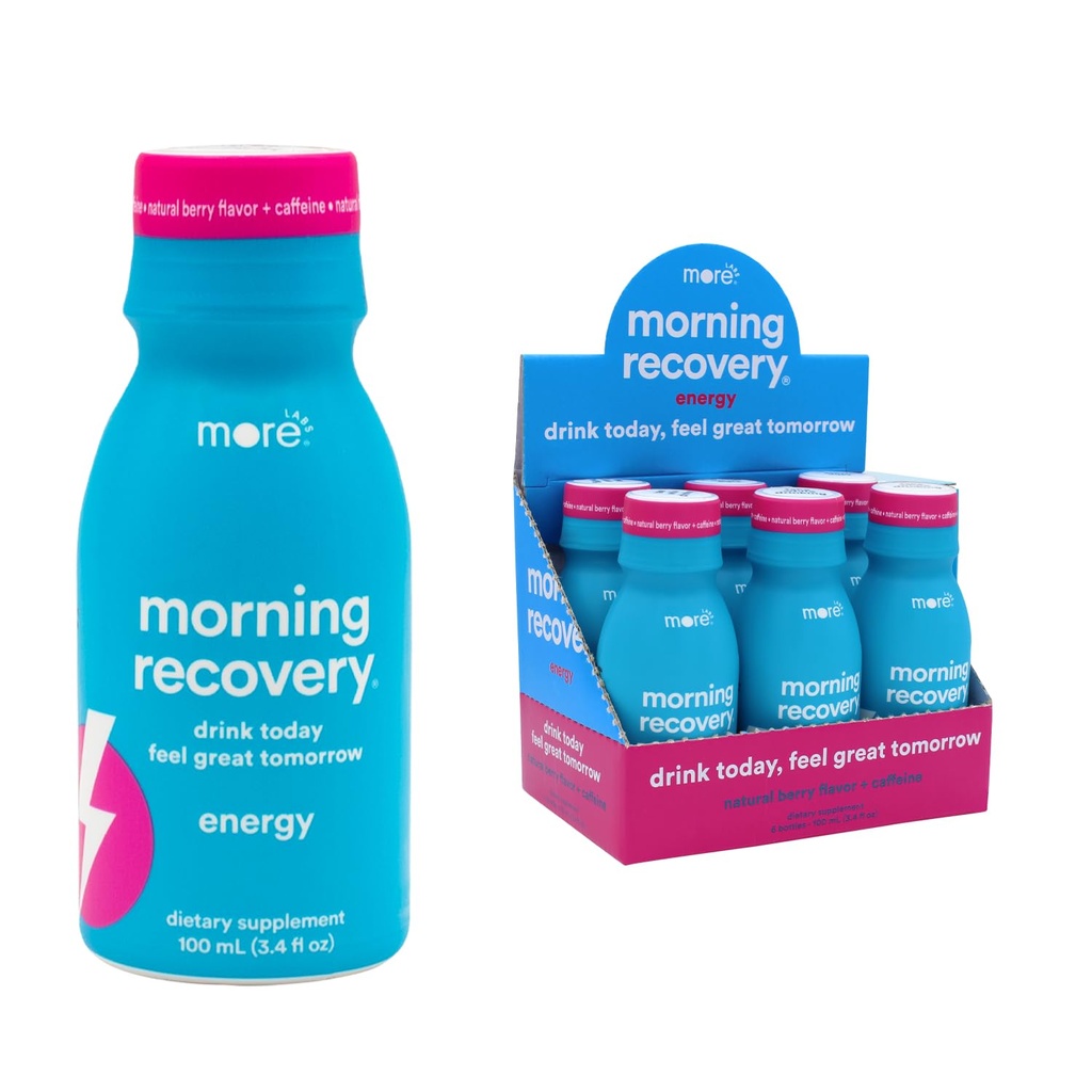 Récupération matinale, Electrolyte avec de l'énergie, Le chardon de lait Buvez Formulation propriétaire pour hydrater tout en buvant, très soluble liquide DHM, non OGM, végétalien, sans gluten, baie, boîte de 6