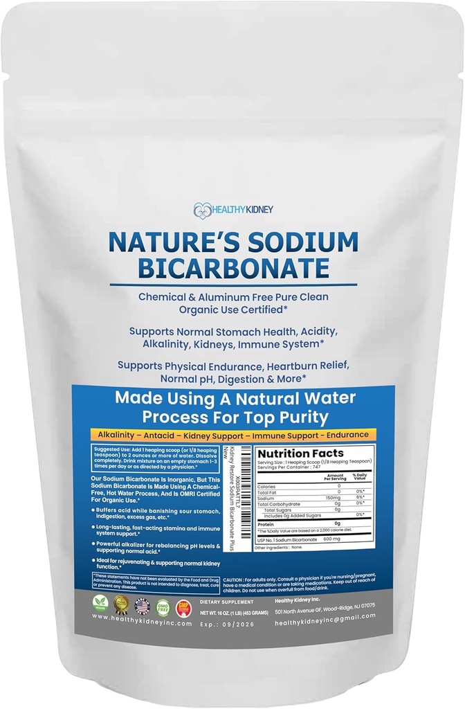 Nature’s Sodium Bicarbonate Bio verwenden Aluminium Free Baking Soda. Kein chemisch reines Backpulver für Gesundheit & Wellness. Natriumbicarbonat 1lb