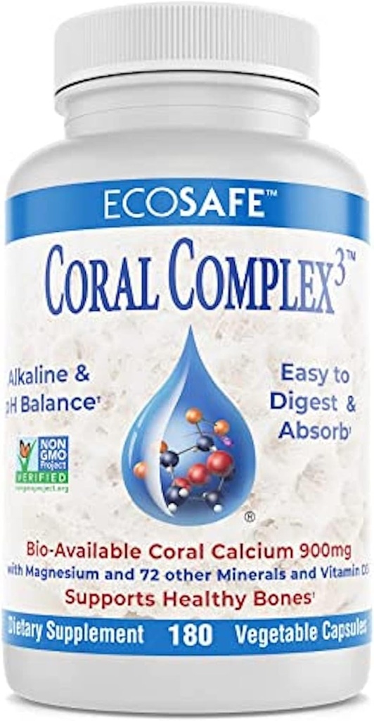 Coral Complex 3 - Coral Calcium 900 mg con vitamina D3 1200 IU e Magnesio168 mg - 180 capsule vegetariane