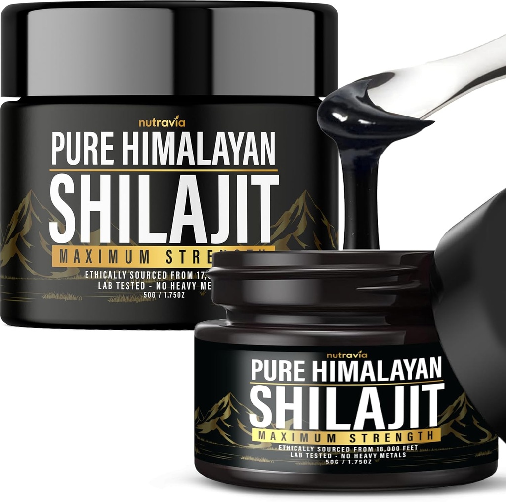 (2 Pack) Shilajit Pure Himalayan Organic Resin - Natural Authentic Lab Getestet Formel für Männer, Frauen - No Heavy Metals - 600mg Max Strength with 85+ Trace Minerals Golden Grade Shilajit Supplement