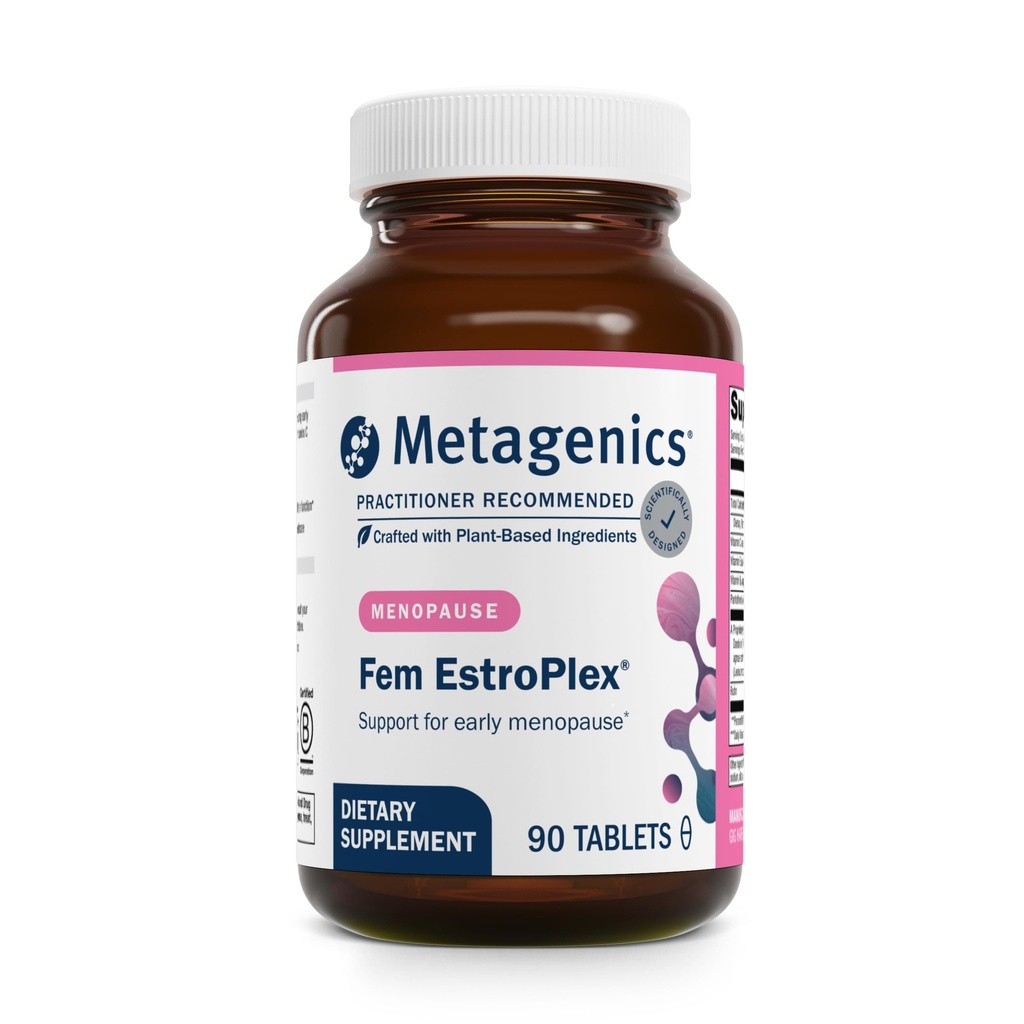 Metagenics Fem Estroplex - Early Menopause Support Formula - mit Dandelion Root, Valerian Root, Stinging Nettle, Chasteberry, Motherwort & More - Non-GMO, Gluten Free & Vegetarian - 90 Tabletten
